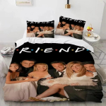 Uus 3D-tr&uuml;kiga S&otilde;brad TV-sarja 3D tekikott Voodipesukomplekt Tekk Linased padjap&uuml;&uuml;rid Kodu sisustus &Uuml;heinimese Kahekohaline Twin King Queen EU Single(135*200cm)3pcs