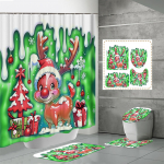 4TK Du&scaron;ikardinakomplektid Du&scaron;ikardina ja Vaipadega WC-kaane Vaip U-kujuline Matt ja Vannimatt Vannitoakomplekt 12 Konksuga One Size