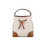 Michael Kors MK Mercer 18 Klassikaline Monogramm T&otilde;mblukuga Sulgemisega Kaetud L&otilde;uendist T&otilde;mblukuga Kott V&auml;ikesed Naiste T&otilde;mblukuga Kotid Valge Pruun 35F2GM9M1B-VANILLA Basic Set (Bag+Dust Bag)