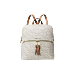 Michael Kors MK Rhea Zip V&auml;rviplokk Monogramm Prindiga Kerge Mitme Taskuga Seljakott Naiste seljakott Vanill-Valge Tamm-Pruun 38H0GEZB6B-VANILLA-ACRN Basic Set (Bag+Dust Bag)