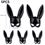 5tk Must J&auml;nes Pikkade K&otilde;rvadega J&auml;nese Mask Naistele Maskeraad Anime Cosplay T&auml;isn&auml;oga Peakate Peo Kaunistus Lihav&otilde;tteks Halloweeniks