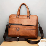 Vintage PU nahast &auml;riportfell Messenger Bag K&auml;ekott meestele Reisimine T&ouml;&ouml; Arvutikott Crossbody &otilde;lakott brown