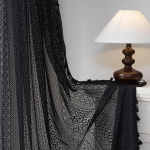 Boho heegeldatud kardin, l&auml;bipaistev pits, k&auml;sitsi valmistatud tutid, kootud aknakate, vintage, maal&auml;hedane, boheemlaslik, talumaja stiilis kardin magamistoa jaoks W150xH100cm&Rod Pocket&1 panel