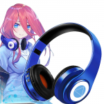 Decostatue Nakano Miku K&otilde;rvaklapid Jaapani Originaalh&auml;&auml;l Cosplay Bluetooth Kokkupandavad Juhtmevabad K&otilde;rvaklapid Kaardiga Juhtmega &Uuml;henduse Muundamine Anime Kingitus sinine