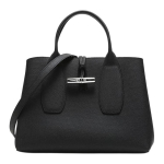 Longchamp Roseau 30 Bambuspandlaga Eemaldatava &Otilde;larihmaga Nahast Suur Kott Crossbody K&auml;ekott &Otilde;lakott Keskmine Naiste k&auml;ekotid Must 10058HPN001 Basic Set (Bag+Dust Bag)