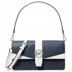 MICHAEL KORS Greenwich Signature Logo kunstnahast Crossbody &otilde;lakott Keskmine Naiste Sinine valgete detailidega sinine