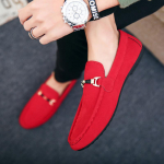 Kevad Suvi Meeste Punased Suede Mokassiinid Slip-on Pehmed Mokassiinid Hingavad Meeste Nahast Kingad S&otilde;idukingad K&auml;sit&ouml;&ouml; Vabaaja Kingad Mehed 39 punane