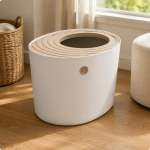 Suletud kassitualett J&auml;lgi mittelibisev Kaetud liivakast Suur suurus Kapuutsiga alus V&auml;ike Valge Small White beige
