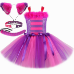 T&uuml;drukute Cheshire'i kassikost&uuml;&uuml;m Laste Imemaa Multikas Triibuline Kass Tutu Kleit T&uuml;drukute Halloweeni Karnevali Kost&uuml;&uuml;m 12M pink