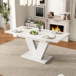 Pikendatav s&ouml;&ouml;gilaud 120/160*80 cm, Sobib 4-6 inimesele, Ristk&uuml;likukujuline, Paksenenud lauaplaat, V-kujulised jalad, Lihtne stiil, Valge 160 x 80 x 75 cm valge