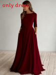 Elegantne trikotaažist pikkade varrukatega reisitasku lukuga vabaaja kontorikleit Burgundy,L black