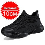 Talvised meeste k&otilde;rgust suurendavad 10CM spordijalan&otilde;ud Meeste Ehtne Nahk V&otilde;rkjalatsid Soojad Paksude Talladega Jalan&otilde;ud K&otilde;rgust Suurendavad Sisetallad 6-8CM 46 black