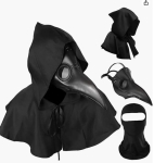 Halloweeni katkutohtri mask ja keep Kost&uuml;&uuml;mi rekvisiidid Pikk nina nokk Nahast maskid t&auml;iskasvanutele Surmak&uuml;lalise keep Keskaegne peokink One Size black