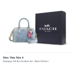 COACH Rowan Kangast Bostoni kott, Ristkorral K&auml;sikott V&auml;ike Naiste Denim Sinine CDY30-IMNIM One Size 4 gray