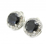 Les Tr&eacute;sors De Lily [I3807] - Boucles Cr&eacute;ateur 'Sissi' noir blanc (zirconias) must