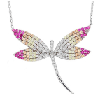 Les Tr&eacute;sors De Lily [P1935] - Collier Argent 'Libellule' rose blanc argent&eacute; (rhodi&eacute;) Heleroosa