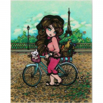 5D DIY Teemantmaaling V&auml;ike t&uuml;druk jalgrattaga ristpistes Mosaiik Teemanttikandid Roos T&auml;is &uuml;mmargune/ruudukujuline puur Kodukaunistus Round 20x30cm