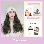 Uus mood Euroopa ja Ameerika lokkis juuksed pruunid juuksed mustad juuksed parukas Daami kootud m&uuml;ts Parukas 2-&uuml;hes