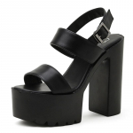 Naiste platvormi kontsad Stripper Block Konts Rooma sandaalid Seksikad Fetish Party Must rihma pandla tippkvaliteediga 35 must