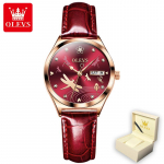 OLEVS 6611 koos kinkekarbiga Luksuslik mood automaatne mehaaniline k&auml;ekell veekindel Noble helendav elegantne naiste k&auml;ekell