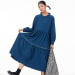 Johnature Fashion naiste kevadkleit Prantsuse vintage volangidega krae &uuml;hev&auml;rviline lahtised lihtsad naiste kleidid One Size