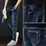Meeste teksad vabaaja meeste teksad elastsed Slim Fit p&uuml;ksid Korea moep&uuml;ksid 27