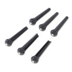 6 tk/partii mustad ABS-plastikust valged t&auml;pilised akustilise kitarri silla tihvtid