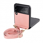 Lambanaha tekstuuriga nahast Coque Sumsung Galaxy Z Flip4 &uuml;mbris Samsung Z Flip 4 Flip4 kaamera kaitse&uuml;mbrisega For Samsung G10 roosa