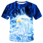 Mood Summer Eagle And Flame Phoenix Animal 3D tr&uuml;kitud T-s&auml;rk meeste T-s&auml;rgile Kaelusega l&uuml;hikeste varrukatega T-s&auml;rk Top Hot 4XL