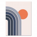 Abstraktne vintage plakat P&auml;ikese ja Kuu l&otilde;uendi maalimine Vikerkaared Moodsa kunsti tr&uuml;kise geomeetrilise joonega seinapilt elutoa sisekujunduseks 21x30cm No Frame