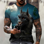 Summer Beast Wild Wolf 3D Prinditud Black Style Series Meeste T-s&auml;rk l&uuml;hikeste varrukatega Suurem&otilde;&otilde;tmeline Top Mood Street O Collar Clothing XS