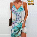 Naiste mood Seksikas 3D-marmorist mustriga kuldse servaga prindiga Olkaimeta kleit avara V-kaelusega Camisole kleit XS