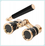 Golf Ooper Prillid Klassikaline Suurejooneline Draama Vaataja Metallist K&auml;epide Ooper Prillid Euroopa Ooperi prillid Teleskoop Handle black