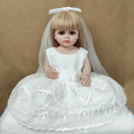 55 cm Reborn Baby Girl Nukk Pehmest Silikoonist Pikad Kuldsed Juuksed Realistlik printsessi v&auml;ikelapse valge pulmakleit lastele s&uuml;nnip&auml;evakingitus