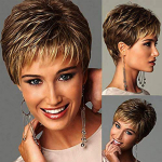 Lady Short Wigs Blond s&uuml;nteetiline parukas tukkidega Pruunid Kuumakindlad Afro Kahes toonis Ombre Juuksed Naistele Valged kuldpruun v&auml;rv