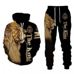 Kevad s&uuml;gisene 3D L&otilde;vikuningas tr&uuml;kitud pikkade varrukatega meeste riided &uuml;likond meeste kapuutsid p&uuml;ksid 2-osaline komplekt vabaaja dressipluus dressid XXXL