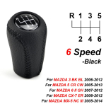 5/6 kiiruse k&auml;igukangi nupp MAZDA 3 BK BL 5 CR CW 6 II GH CX-7 ER MX-5 NC III MT nahast hoovavarre, peapalli jaoks Silver 5 Speed A black