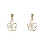 Cherry Flower Blossoms Flower Stud Earrings Gold Color Ear Studs Women's Fine Jewelry Mother's day Birthday Gold-color beige