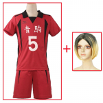 Anime Haikyuu Nekoma Keskkooli Kenma Kozume Cosplay Kost&uuml;&uuml;m Nr 5 Jersey L&uuml;hikeste Varrukatega Spordir&otilde;ivad Halloweeni riided L-(Suit+Wig)