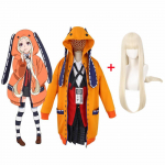 Anime Jabami Yumeko Cosplay Kakegurui kompulsiivne m&auml;ngur Yumeko Jabami Yomozuki Runa kost&uuml;&uuml;mid Parukas Halloweeni peor&otilde;ivad vormiriietus L-(Costume+Wig)