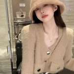 Naiste kardigan kampsun mantel S&uuml;gis ja Talv 2023 L&uuml;hikesed naaritsa juuksed, tugevad pikad varrukad, pehme kleepuv tuulega kootud kardigan naiste One Size roheline