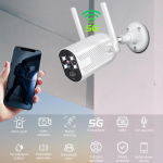 5 GHz ja 2,4 GHz 1080P v&auml;listingimustes kasutatav IR &ouml;&ouml;n&auml;gemine IP Wifi kaamera turvas&uuml;steem valve veekindel traadita v&auml;listingimustes veekindel kaameras&uuml;steem EU Plug valge