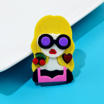 Blucome Acrylic Wear kirsi ja s&uuml;damega k&otilde;rvar&otilde;ngad blondid juuksed, t&uuml;druku pross, atsetaatkiudmaterjal, 2023 uus mood kollane