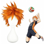 Haikyuu!! Hinata Syouyou Cosplay parukas L&uuml;hike oranž kohev kihiline Cosplay parukad Kuumakindlad s&uuml;nteetilised juuksed Anime parukas + parukakork