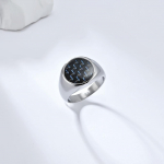 Kvaliteetne titaanterasest inkrusteeritud s&uuml;sinikkiust s&otilde;rmus meestele Hip Hop Bully ehted Street Hipster Wear s&otilde;rmes&otilde;rmus 9