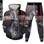 Planet Tiger Animal Cat Unicorn Moon Galaxy Flame kost&uuml;&uuml;m Homme 2-osaline 3D dressir&otilde;ivad meestele kapuutsid+p&uuml;kste komplekt S-6XL XXL