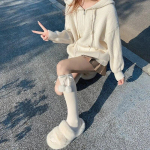 S&uuml;gistalvised naiste sukad Villased ka&scaron;miirist pallid kuumad pikad sokid naiste reie k&otilde;rged sukad t&uuml;drukud armsad kawaii reie k&otilde;rged sokid One Size