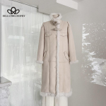 S&uuml;gis-talvine uus lambavillast &uuml;hev&auml;rviline vabaaja mantel Korea stiilis paks soe kunstkarusnaha pluus pikk mantel M valge