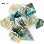 7 tk rohelist valget kuldset numbrit terava servaga vaigust t&auml;ringud mitmetahulised t&auml;ringud, mis sobivad rollim&auml;nguks RPG lauam&auml;nguks