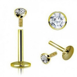 Labret Piercing Jewel anodeeritud kullast kristallist varras 10mm